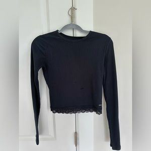 hollister black long sleeve with lace detailing at the bottom